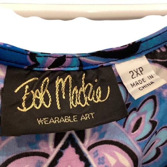 Bob Mackie Womens Maxi Dress Plus Size 2XP 2X Blue Liquid Knit Butterfly Artsy - Picture 2 of 9